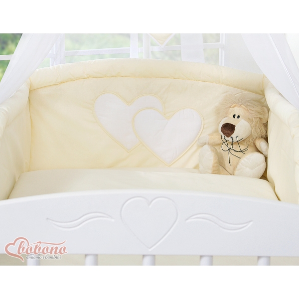 Universal Babybett Kopfschutz - Hängende Herzen creme