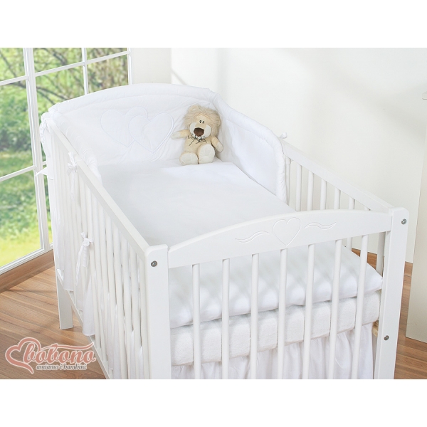 Universal Babybett Kopfschutz - Hängende Herzen weiß