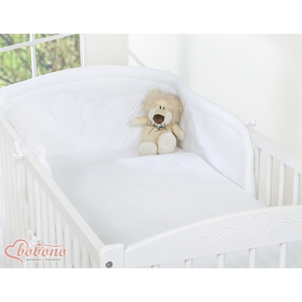Universal Babybett Kopfschutz - Hängende Herzen weiß