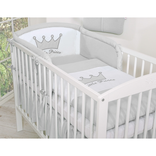 Universal Babybett Kopfschutz - Little Prince/Princess grau
