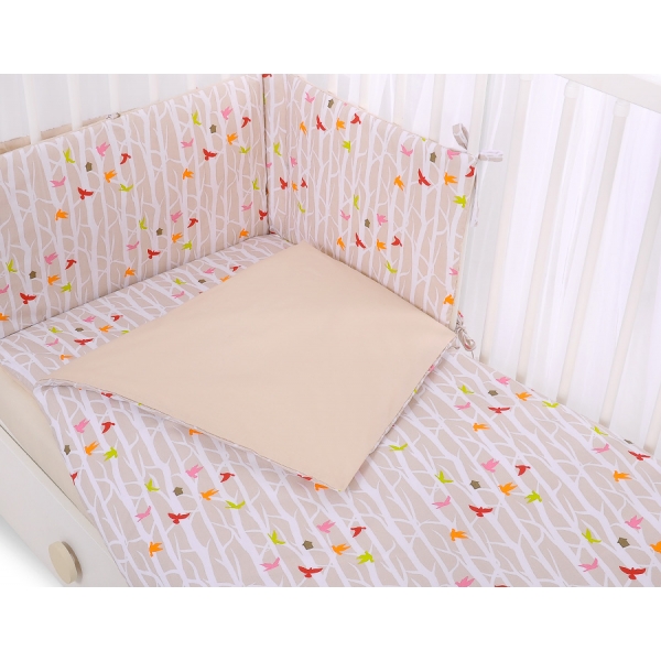 Universal Bettumrandung für Babybett - Bäume beige