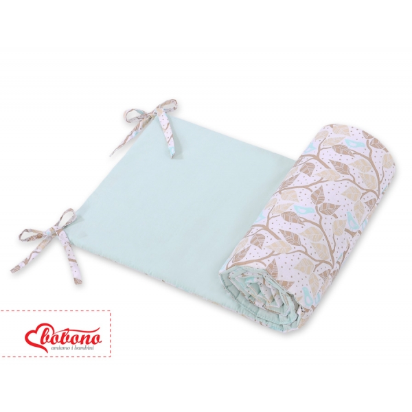 Universal Bettumrandung für Babybett - beige Blätter