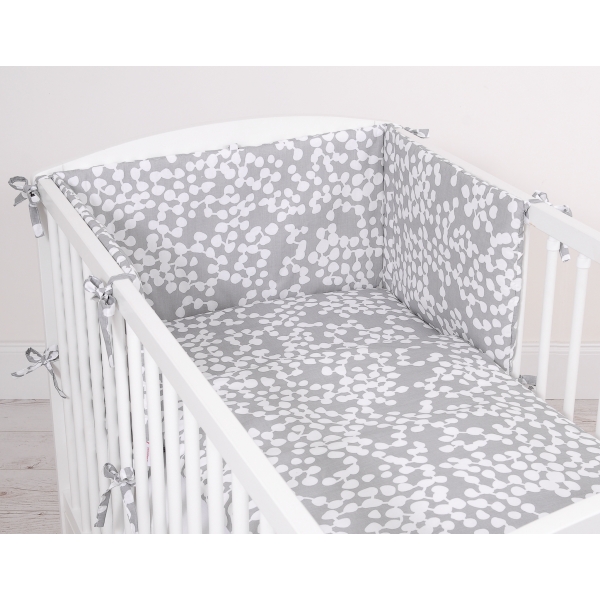 Universal Bettumrandung für Babybett - Bubbles grau