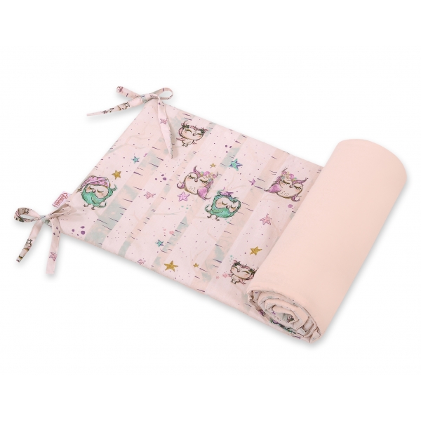 Universal Bettumrandung für Babybett - Eulen creme-minze