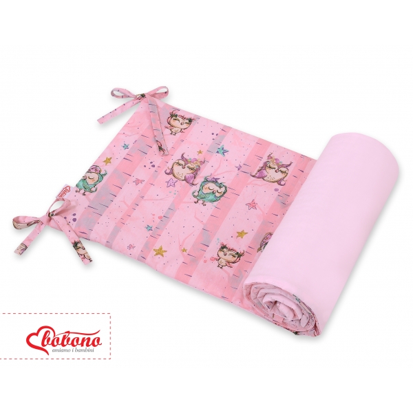 Universal Bettumrandung für Babybett - Eulen rosa