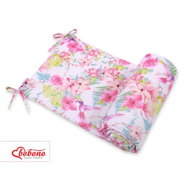 Universal Bettumrandung für Babybett - Kolibri in Blumen