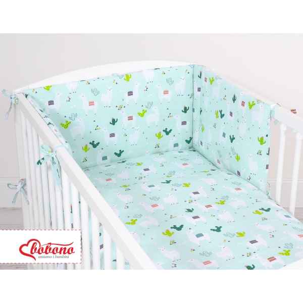 Universal Bettumrandung für Babybett - Lamas minze