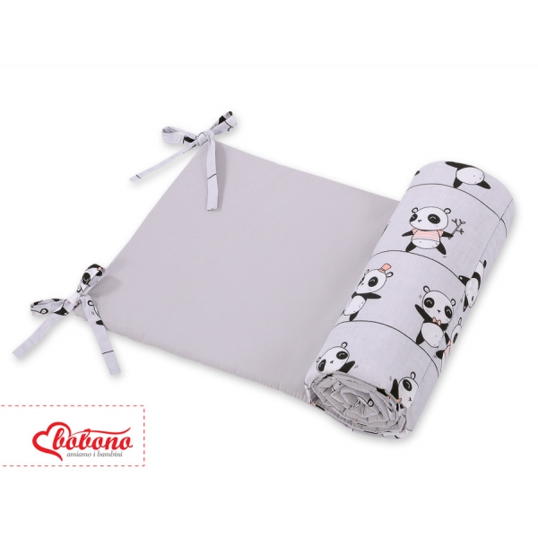 Universal Bettumrandung für Babybett - Panda grau