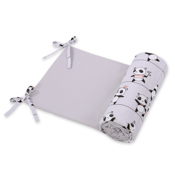 Universal Bettumrandung für Babybett - Panda grau