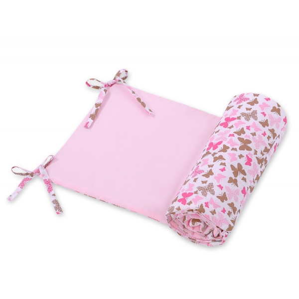 Universal Bettumrandung für Babybett - rosa Schmetterlinge