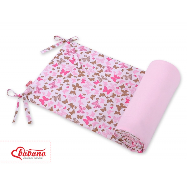 Universal Bettumrandung für Babybett - rosa Schmetterlinge