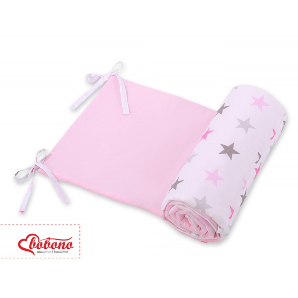 Universal Bettumrandung für Babybett -Sternen rosa - grau /rosa