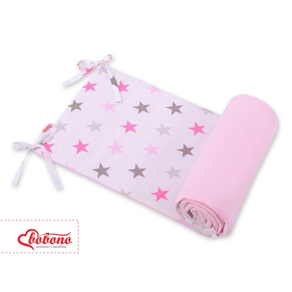 Universal Bettumrandung für Babybett -Sternen rosa - grau /rosa