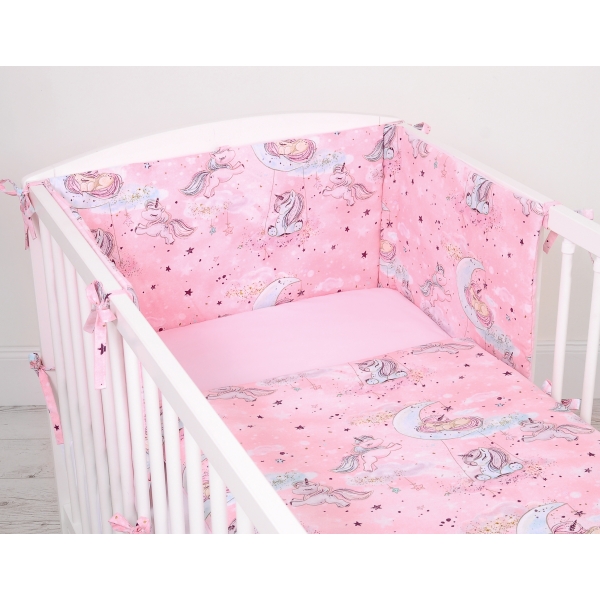 Universal Bettumrandung für Babybett - unicorn rosa
