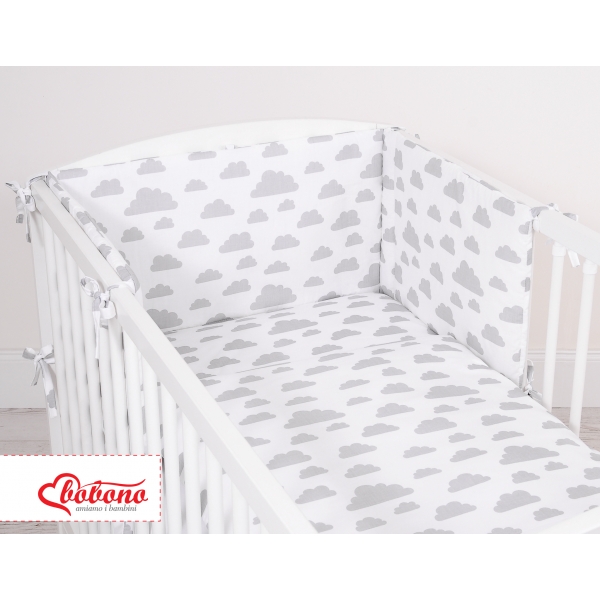 Universal Bettumrandung für Babybett - Wolken grau