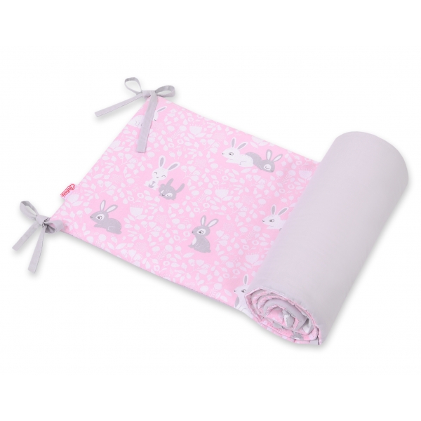 Universal doppelseitig Kopfschutz für Kinderbett - rosa rabbits