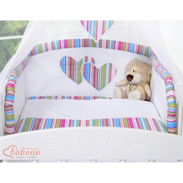 Universal Kopfschutz für Babybett - Hängende Herzen lila