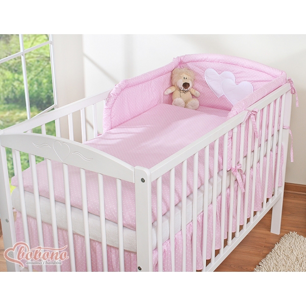 Universal Kopfschutz für Babybett- Hängende Herzen Rosa-Punktemuster