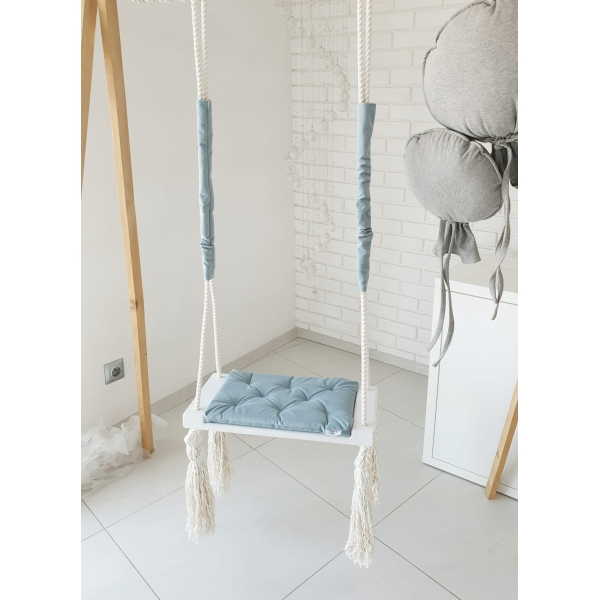 Vintage Brettschaukel für Kinder Indoor Weiß-Mint