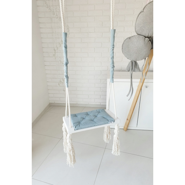 Vintage Brettschaukel für Kinder Indoor Weiß-Mint