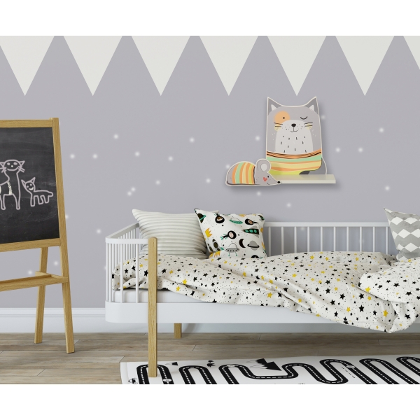 Wandregal für das Kinderzimmer - Graue Katze