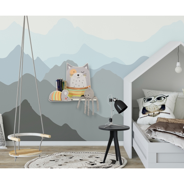 Wandregal für das Kinderzimmer - Graue Katze