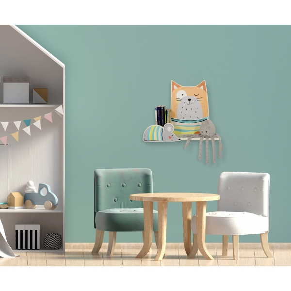 Wandregal für das Kinderzimmer - Rote Katze