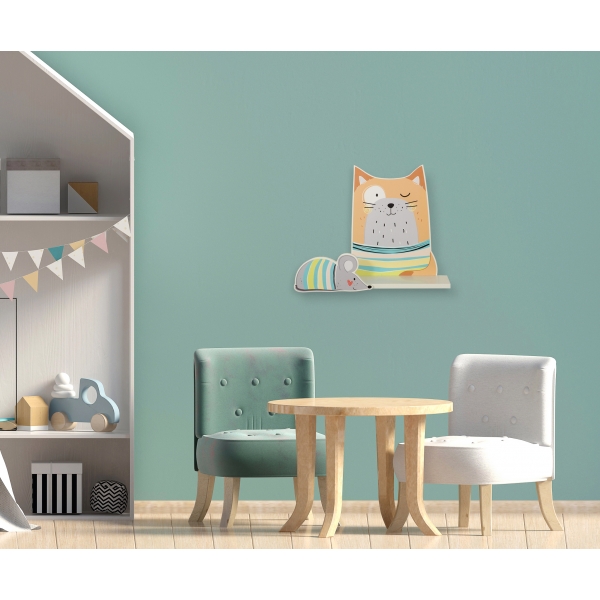 Wandregal für das Kinderzimmer - Rote Katze
