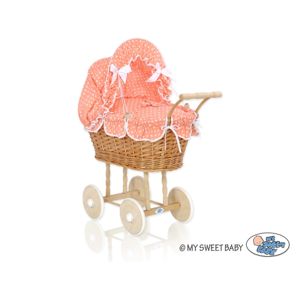 Weide Puppenwagen Bettwäsche  Pfirsich Punktmuster nr 1699-761