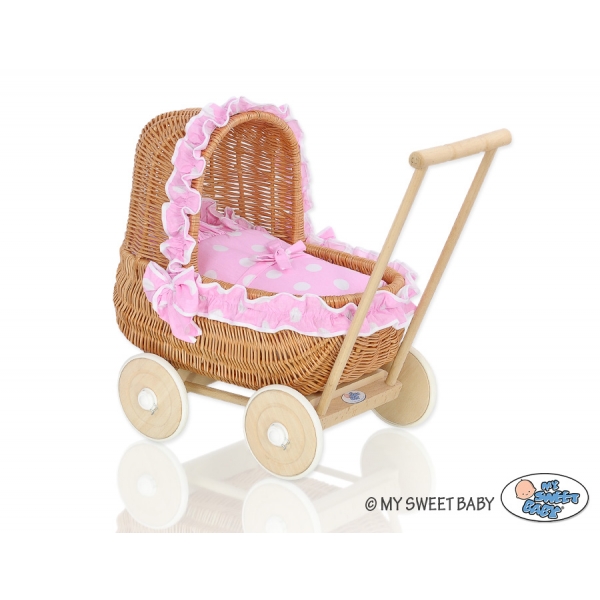 Weide Puppenwagen Bettwäsche Rosa Punktmuster nr 1699-736