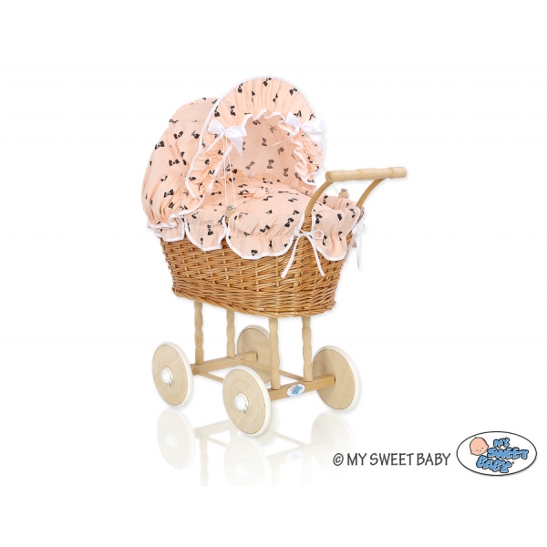 Weide Puppenwagen Bettwäsche Schleifenmuster nr 1699-762