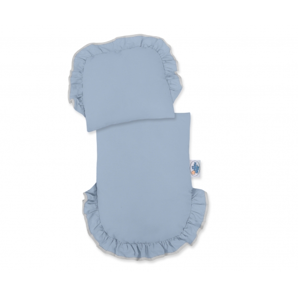 Weide Puppenwagen Grau pastellblau Bettwäsche Set