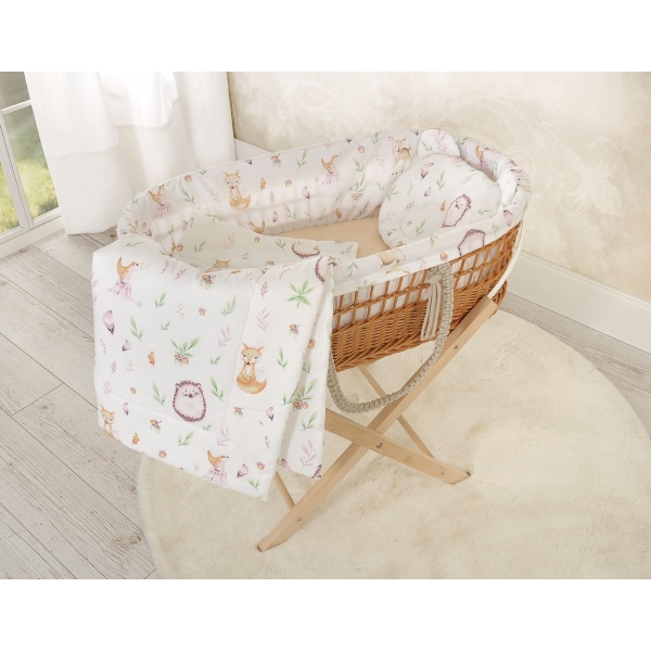 Weidenkorb im Boho-Stil für Babys Baumwolle Polsterung - Wald Delikatesse