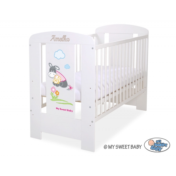 Weiß Babybett 120x60cm Esel Luca nr 5011-07-814