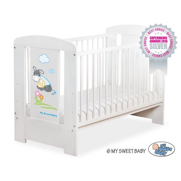Weiß Babybett 120x60cm Esel Luca nr 5011-07-815