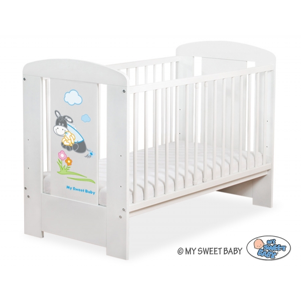 Weiß Babybett 120x60cm Esel Luca nr 5011-07-815