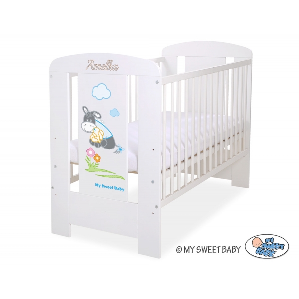 Weiß Babybett 120x60cm Esel Luca nr 5011-07-815