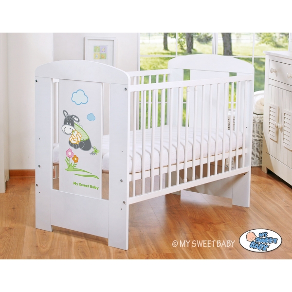 Weiß Babybett 120x60cm Esel Luca nr 5011-07-816