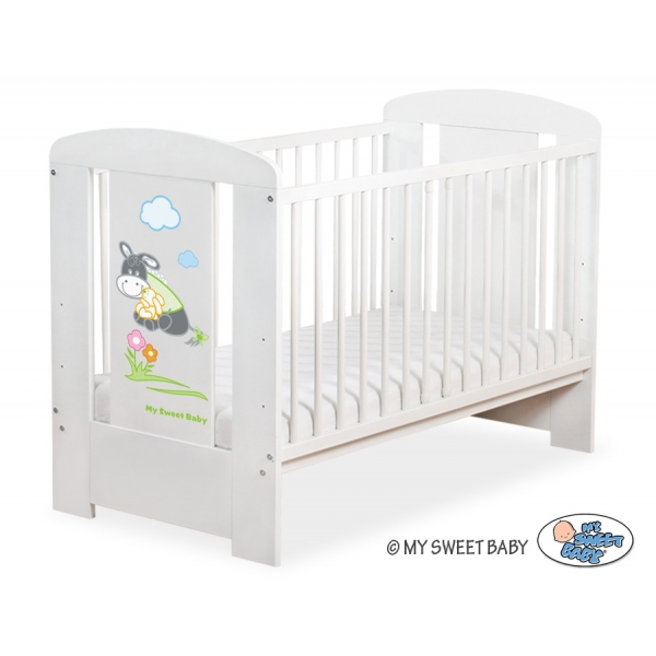 Weiß Babybett 120x60cm Esel Luca nr 5011-07-816