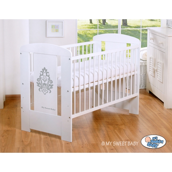 Weiß Babybett 120x60cm Glamour Grau Graphik