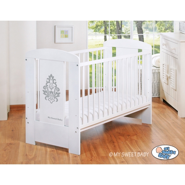 Weiß Babybett 120x60cm Glamour Grau Graphik