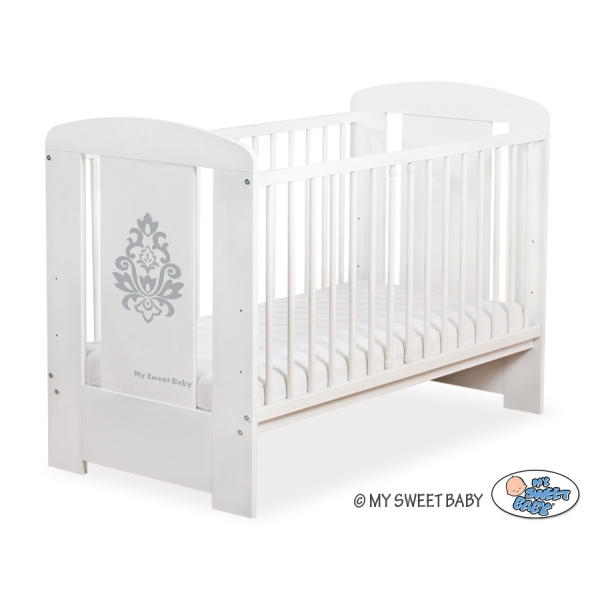 Weiß Babybett 120x60cm Glamour Grau Graphik