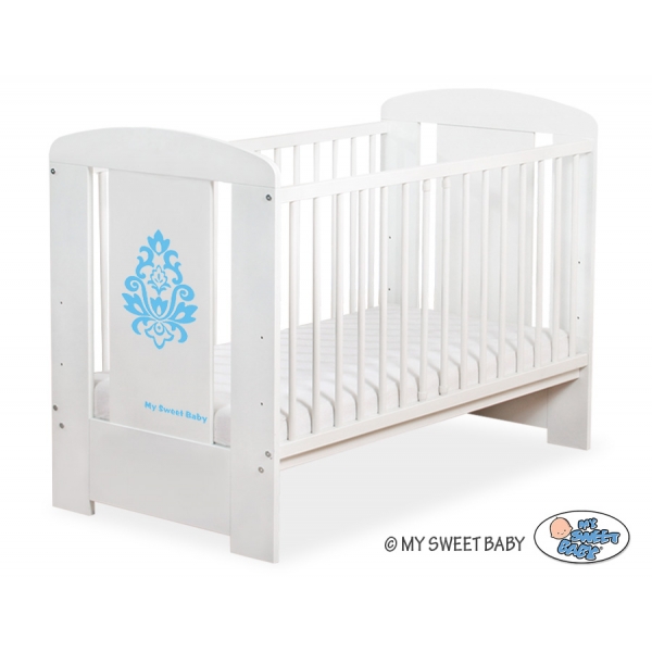 Weiß Babybett 120x60cm Glamour blau Graphik