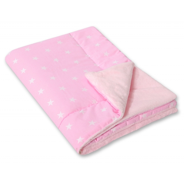 Wendedecke doppelseitig minky - Rosa Sternchen