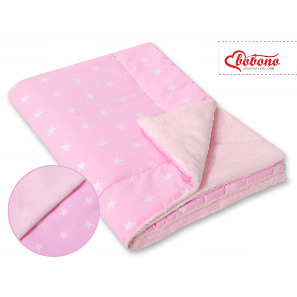 Wendedecke doppelseitig minky - Rosa Sternchen