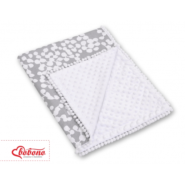 Wendedecke doppelseitig mit Pompons - Bubbles grau