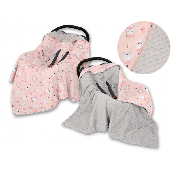 Wendedecke für Kindersitz - Ballerinen rosa/grau