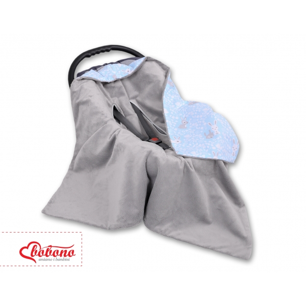 Wendedecke für Kindersitz - blaue Hasen