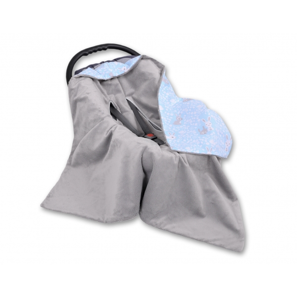 Wendedecke für Kindersitz - blaue Hasen
