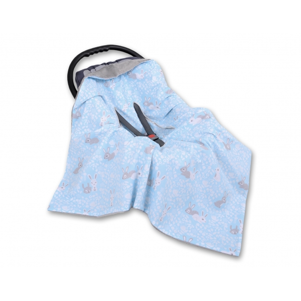 Wendedecke für Kindersitz - blaue Hasen